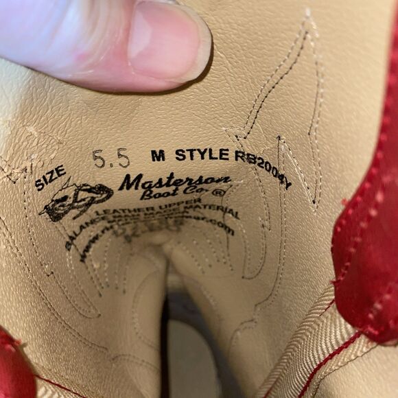 Masterson Boot Co. Men’s Western Boots Size 5.5 M Red Leather Cowboy Rodeo - Picture 2 of 12